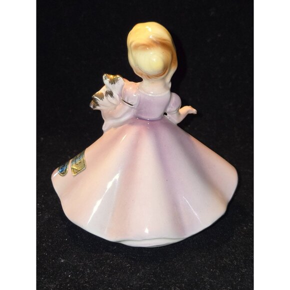Josef Originals February Birthstone Girl Figurine Lavender Dress Porcelain 4" Co - Picture 3 of 6